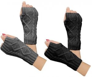 Justay Moda Women Winter Warm Knit Fingerless Gloves Hand Crochet Thumbhole Arm Warmers Mittens