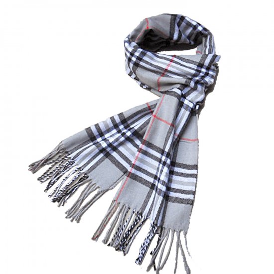 Justay - Winter Plaid Warm Soft Elegant Cashmere Feel Wrap Scarf Unisex - Click Image to Close