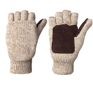 Justay - Winter Warm Wool Knitted Convertible Fingerless Gloves With Mitten Cover