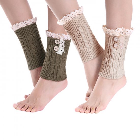 Justay - 2 Pack of Womens Lace Stretch Boot Leg Cuffs Leg Warmers Socks Topper Cuff - Click Image to Close